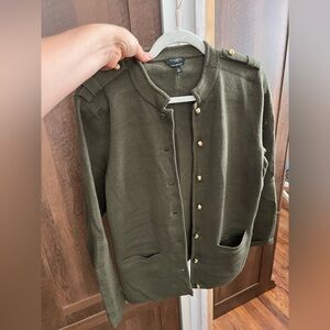 Talbots Petites Pure Merino Wool Cardigan Sweater - Olive